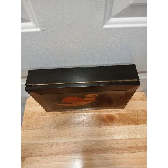 Couroc's‎ New Chest Couroc of Monterey California Box Decor Black Hinged Jewelry - Picture 5 of 12